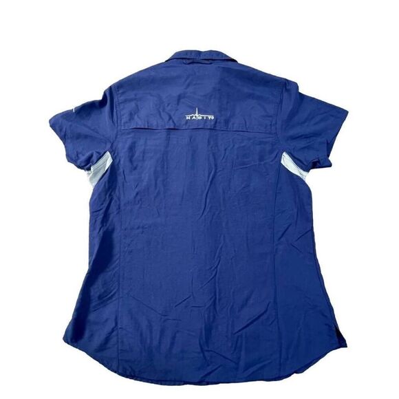 Habit Shirt Womens Navy Blue Button Up Fishing Short Sleeve Small - Picture 4 of 7